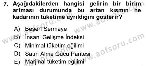 Gelişmekte Olan Ülkelerde Siyaset Dersi 2016 - 2017 Yılı (Vize) Ara Sınav Soruları 7. Soru