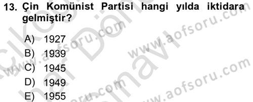 Gelişmekte Olan Ülkelerde Siyaset Dersi 2016 - 2017 Yılı (Final) Dönem Sonu Sınav Soruları 13. Soru