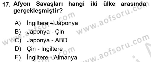 Gelişmekte Olan Ülkelerde Siyaset Dersi 2016 - 2017 Yılı (Final) Dönem Sonu Sınav Soruları 17. Soru