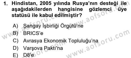 Gelişmekte Olan Ülkelerde Siyaset Dersi 2017 - 2018 Yılı (Final) Dönem Sonu Sınav Soruları 1. Soru