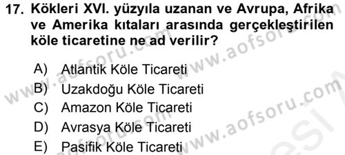 Gelişmekte Olan Ülkelerde Siyaset Dersi 2017 - 2018 Yılı (Final) Dönem Sonu Sınav Soruları 17. Soru
