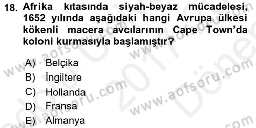 Gelişmekte Olan Ülkelerde Siyaset Dersi 2017 - 2018 Yılı (Final) Dönem Sonu Sınav Soruları 18. Soru