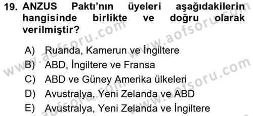 Gelişmekte Olan Ülkelerde Siyaset Dersi 2017 - 2018 Yılı (Final) Dönem Sonu Sınav Soruları 19. Soru
