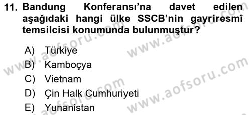 Gelişmekte Olan Ülkelerde Siyaset Dersi 2018 - 2019 Yılı 3 Ders Sınav Soruları 11. Soru