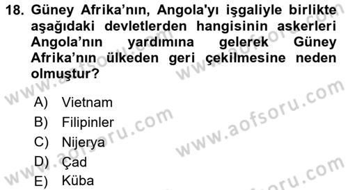 Gelişmekte Olan Ülkelerde Siyaset Dersi 2018 - 2019 Yılı (Vize) Ara Sınav Soruları 18. Soru