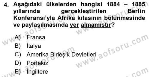 Gelişmekte Olan Ülkelerde Siyaset Dersi 2018 - 2019 Yılı (Vize) Ara Sınav Soruları 4. Soru