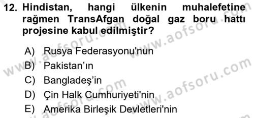 Gelişmekte Olan Ülkelerde Siyaset Dersi 2018 - 2019 Yılı (Final) Dönem Sonu Sınav Soruları 12. Soru