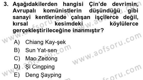 Gelişmekte Olan Ülkelerde Siyaset Dersi 2018 - 2019 Yılı (Final) Dönem Sonu Sınav Soruları 3. Soru