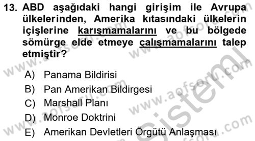 Gelişmekte Olan Ülkelerde Siyaset Dersi 2018 - 2019 Yılı Yaz Okulu Sınav Soruları 13. Soru