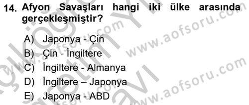 Gelişmekte Olan Ülkelerde Siyaset Dersi 2018 - 2019 Yılı Yaz Okulu Sınav Soruları 14. Soru
