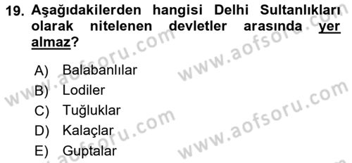 Gelişmekte Olan Ülkelerde Siyaset Dersi 2018 - 2019 Yılı Yaz Okulu Sınav Soruları 19. Soru