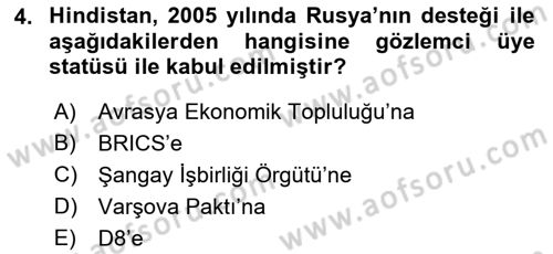 Gelişmekte Olan Ülkelerde Siyaset Dersi 2018 - 2019 Yılı Yaz Okulu Sınav Soruları 4. Soru