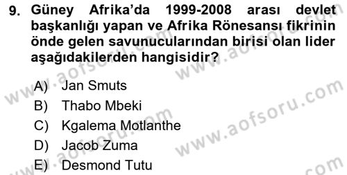 Gelişmekte Olan Ülkelerde Siyaset Dersi 2018 - 2019 Yılı Yaz Okulu Sınav Soruları 9. Soru