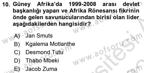 Gelişmekte Olan Ülkelerde Siyaset Dersi 2020 - 2021 Yılı Yaz Okulu Sınav Soruları 10. Soru