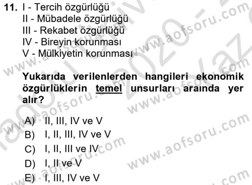 Gelişmekte Olan Ülkelerde Siyaset Dersi 2020 - 2021 Yılı Yaz Okulu Sınav Soruları 11. Soru