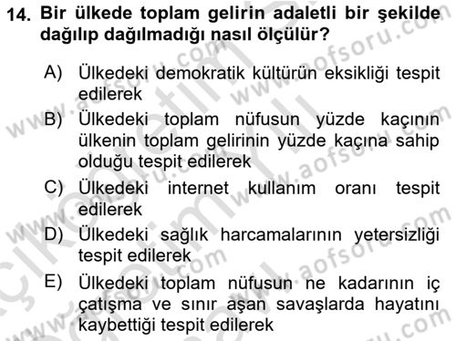 Gelişmekte Olan Ülkelerde Siyaset Dersi 2020 - 2021 Yılı Yaz Okulu Sınav Soruları 14. Soru