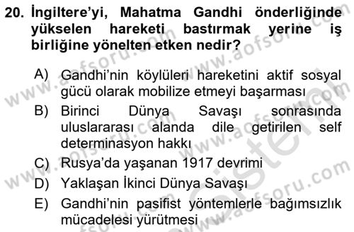 Gelişmekte Olan Ülkelerde Siyaset Dersi 2020 - 2021 Yılı Yaz Okulu Sınav Soruları 20. Soru