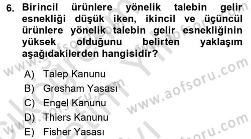 Gelişmekte Olan Ülkelerde Siyaset Dersi 2020 - 2021 Yılı Yaz Okulu Sınav Soruları 6. Soru