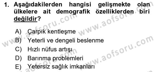 Gelişmekte Olan Ülkelerde Siyaset Dersi 2021 - 2022 Yılı (Vize) Ara Sınav Soruları 1. Soru