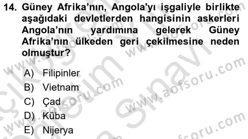 Gelişmekte Olan Ülkelerde Siyaset Dersi 2021 - 2022 Yılı (Vize) Ara Sınav Soruları 14. Soru