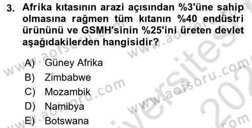 Gelişmekte Olan Ülkelerde Siyaset Dersi 2021 - 2022 Yılı (Vize) Ara Sınav Soruları 3. Soru