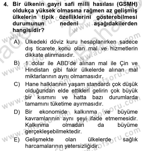 Gelişmekte Olan Ülkelerde Siyaset Dersi 2021 - 2022 Yılı (Vize) Ara Sınav Soruları 4. Soru