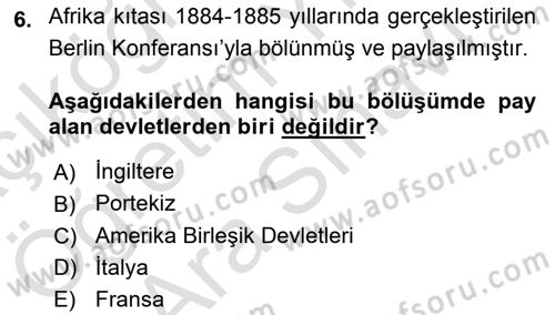 Gelişmekte Olan Ülkelerde Siyaset Dersi 2021 - 2022 Yılı (Vize) Ara Sınav Soruları 6. Soru
