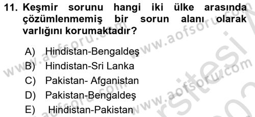 Gelişmekte Olan Ülkelerde Siyaset Dersi 2021 - 2022 Yılı (Final) Dönem Sonu Sınav Soruları 11. Soru