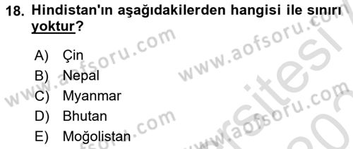 Gelişmekte Olan Ülkelerde Siyaset Dersi 2021 - 2022 Yılı (Final) Dönem Sonu Sınav Soruları 18. Soru