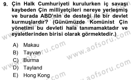 Gelişmekte Olan Ülkelerde Siyaset Dersi 2021 - 2022 Yılı (Final) Dönem Sonu Sınav Soruları 9. Soru