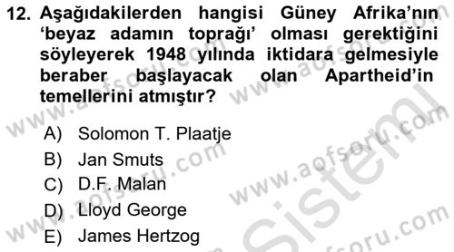 Gelişmekte Olan Ülkelerde Siyaset Dersi 2021 - 2022 Yılı Yaz Okulu Sınav Soruları 12. Soru