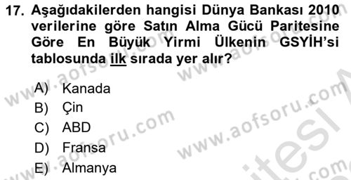 Gelişmekte Olan Ülkelerde Siyaset Dersi 2021 - 2022 Yılı Yaz Okulu Sınav Soruları 17. Soru