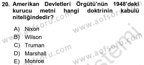 Gelişmekte Olan Ülkelerde Siyaset Dersi 2021 - 2022 Yılı Yaz Okulu Sınav Soruları 20. Soru
