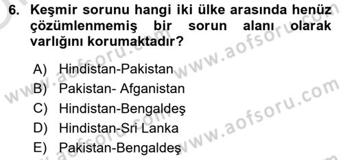 Gelişmekte Olan Ülkelerde Siyaset Dersi 2021 - 2022 Yılı Yaz Okulu Sınav Soruları 6. Soru