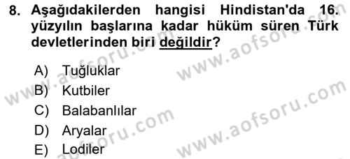 Gelişmekte Olan Ülkelerde Siyaset Dersi 2021 - 2022 Yılı Yaz Okulu Sınav Soruları 8. Soru