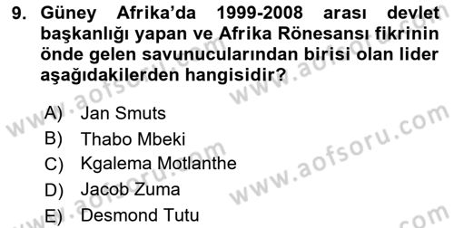 Gelişmekte Olan Ülkelerde Siyaset Dersi 2021 - 2022 Yılı Yaz Okulu Sınav Soruları 9. Soru