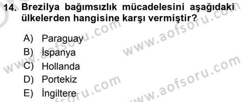 Gelişmekte Olan Ülkelerde Siyaset Dersi 2022 - 2023 Yılı Yaz Okulu Sınav Soruları 14. Soru