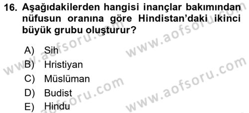 Gelişmekte Olan Ülkelerde Siyaset Dersi 2022 - 2023 Yılı Yaz Okulu Sınav Soruları 16. Soru