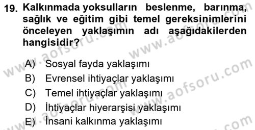 Gelişmekte Olan Ülkelerde Siyaset Dersi 2022 - 2023 Yılı Yaz Okulu Sınav Soruları 19. Soru