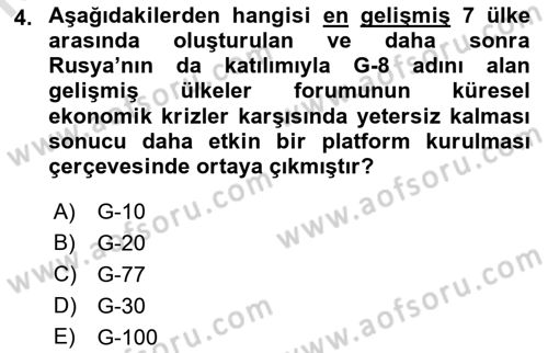 Gelişmekte Olan Ülkelerde Siyaset Dersi 2022 - 2023 Yılı Yaz Okulu Sınav Soruları 4. Soru