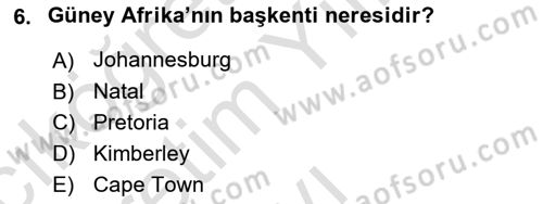 Gelişmekte Olan Ülkelerde Siyaset Dersi 2022 - 2023 Yılı Yaz Okulu Sınav Soruları 6. Soru