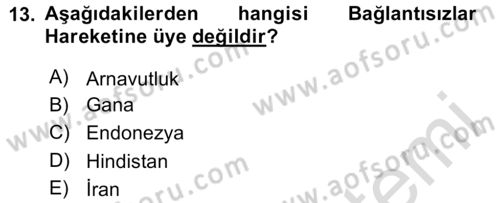 Gelişmekte Olan Ülkelerde Siyaset Dersi 2023 - 2024 Yılı (Vize) Ara Sınav Soruları 13. Soru