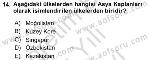 Gelişmekte Olan Ülkelerde Siyaset Dersi 2023 - 2024 Yılı (Vize) Ara Sınav Soruları 14. Soru