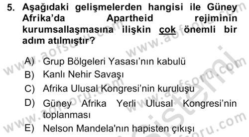 Gelişmekte Olan Ülkelerde Siyaset Dersi 2023 - 2024 Yılı (Vize) Ara Sınav Soruları 5. Soru