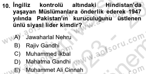 Gelişmekte Olan Ülkelerde Siyaset Dersi 2023 - 2024 Yılı (Final) Dönem Sonu Sınav Soruları 10. Soru