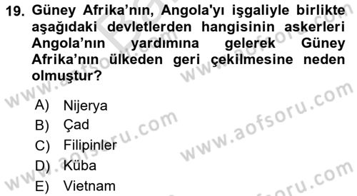 Gelişmekte Olan Ülkelerde Siyaset Dersi 2023 - 2024 Yılı (Final) Dönem Sonu Sınav Soruları 19. Soru