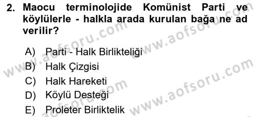 Gelişmekte Olan Ülkelerde Siyaset Dersi 2023 - 2024 Yılı (Final) Dönem Sonu Sınav Soruları 2. Soru