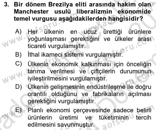 Gelişmekte Olan Ülkelerde Siyaset Dersi 2023 - 2024 Yılı (Final) Dönem Sonu Sınav Soruları 3. Soru