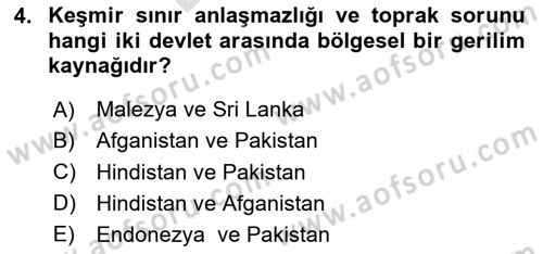 Gelişmekte Olan Ülkelerde Siyaset Dersi 2023 - 2024 Yılı (Final) Dönem Sonu Sınav Soruları 4. Soru