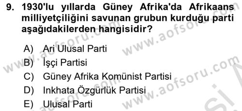 Gelişmekte Olan Ülkelerde Siyaset Dersi 2023 - 2024 Yılı (Final) Dönem Sonu Sınav Soruları 9. Soru